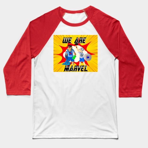 We Are Marvel Pod Full Logo Baseball T-Shirt by We Are Marvel Pod